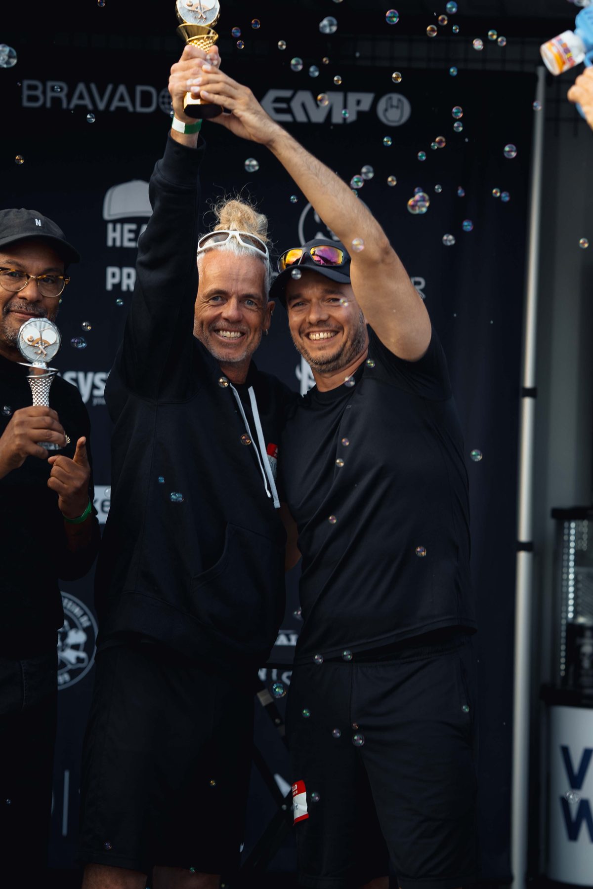 A winner celebrating during the Heavy Padel Truants awards